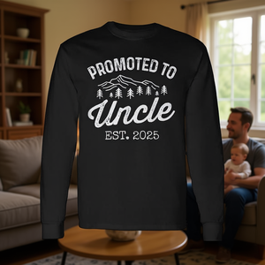 Camiseta de Manga Larga Promocionada como Tío Est 2025, Regalo para Tío Primer Vez Tío - Product Image 3