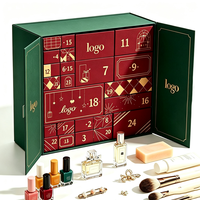 Calendario dell'Avvento Natalizio di Alta Gamma con Logo Personalizzato, Scatola Rigida in Cartone Opaco Riciclabile con Chiusura Magnetica e Nastro per Regali e Cosmetici