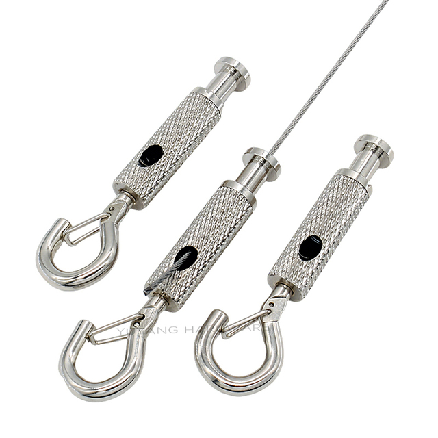 High Quality Brass Cable Gripper with Nickel-Coating and Hook Adjustable Lighting and Picture Hanging Wire Rope Clip