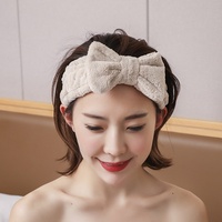 Bandeau en polaire corail doux pour le lavage du visage avec joli nœud, fait main, style coréen, accessoire de maquillage pour femme
