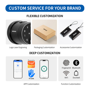 Oyo tuya Ứng Dụng Wifi Cảm Ứng Vân Tay Hình Cầu Khóa Cửa Kỹ Thuật Số An Ninh Khóa Thông Minh Với Chìa Khóa Cơ Khí Cho An Ninh Nhà - Product Image 6