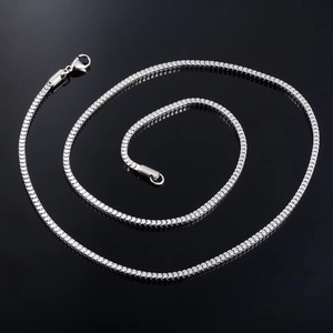 Collar Largo de Acero Inoxidable con Cadena Cuadrada para Hombre y Mujer, Gargantilla en Color Dorado/Plateado, Accesorios de Joyería - Product Image 6