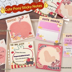 Cute Pony Notepad Cartoon Tearable Non Adhesive Pocket Notebook For Student Office Daily Message Record - Product Image 3