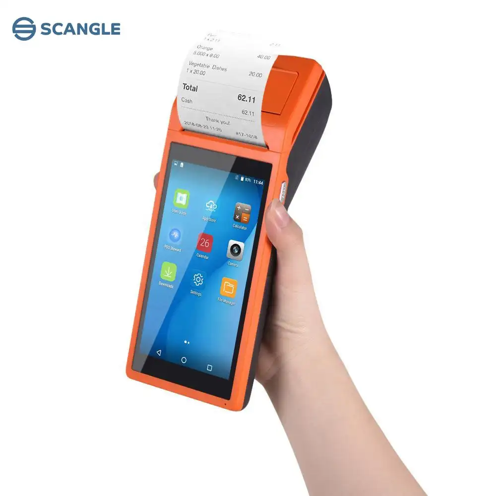 Android PDAs Mobile Handheld POS Terminal With 58mm Printer NFC reader QR barcode Scanner For Loyverse POS/Lottery/Delivery