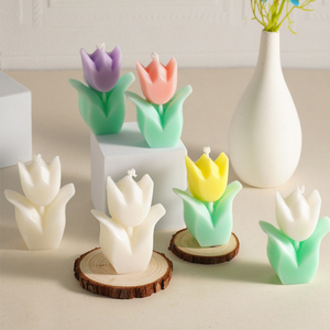 Huaming novedad hecho a mano 3D Color flor en forma de arte velas estilo Ins Mini cera de soja en forma de flor tulipán vela perfumada - Product Image 2