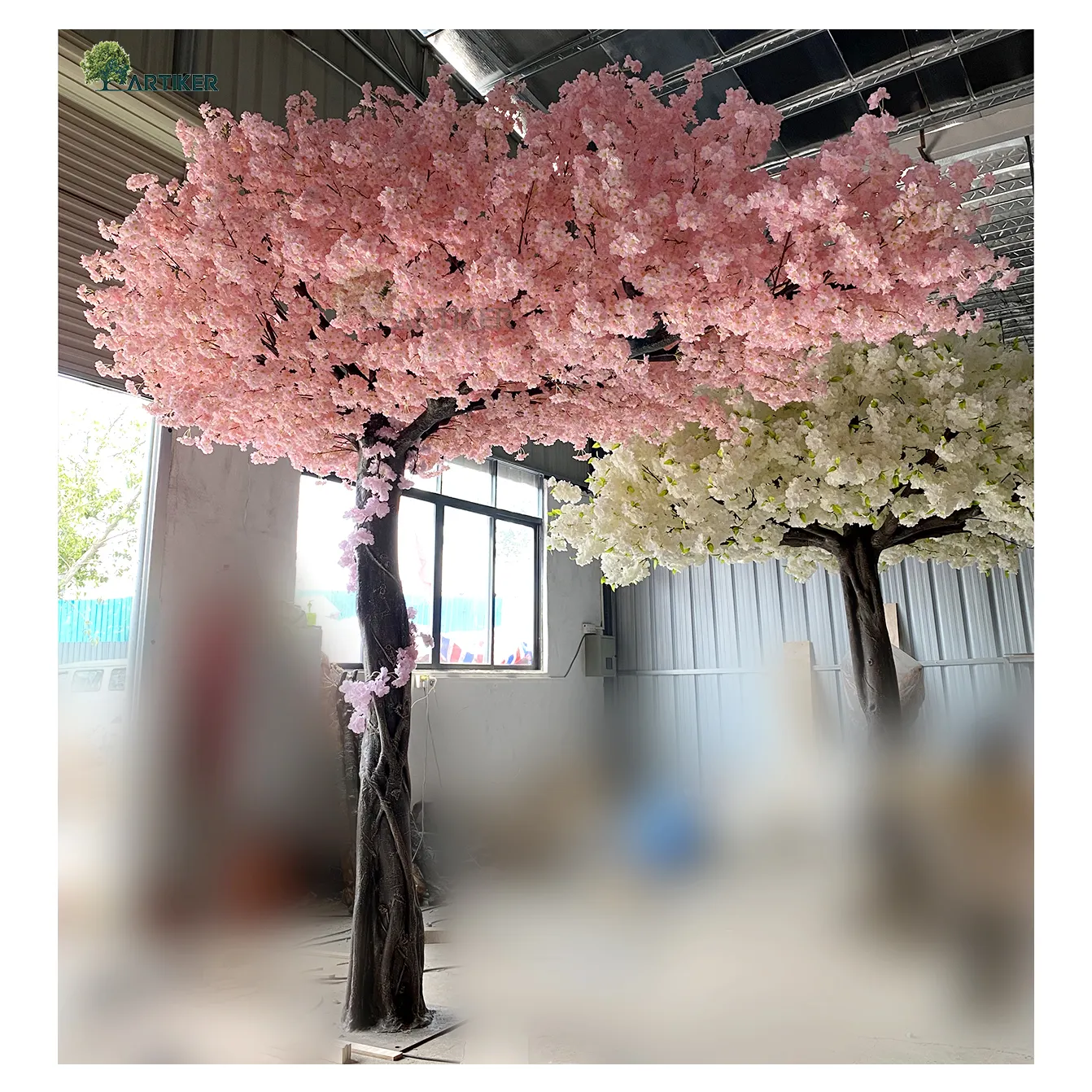 Centro de mesa artificial con arco de flores, vela de árbol arqueado, decoración de boda japonesa, árbol de flores de cerezo de 6 pies
