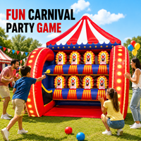 Stand de jeu gonflable sur le thème du cirque personnalisé, en PVC, avec jeu interactif de cible de clown, pour événements extérieurs, festivals, fêtes, location
