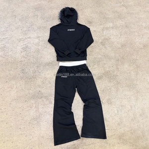 Custom Sweat <b>Suit</b> Two Piece Set Zipper Fox Fur Hoodie and Double Waist Sweatpants Set <b>Jogging</b> <b>Suit</b> Unisex Tracksuit Manufacturer - Product Image 2