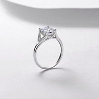 Bague solitaire en moissanite, argent sterling 925, tige fendue, 5x7mm, couleur D, pureté VVS1, bijou rectangulaire pour femme