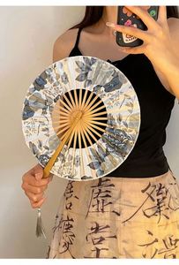 Nouveau éventail pliant en soie style chinois à l'encre de calligraphie, éventail d'été de style ancien à porter avec un cheongsam, éventail portable en bambou à manivelle - Product Image 6