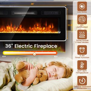 Kalsubo 70 Inch Black Fireplace <b>Tv</b> <b>Stand</b> with Power Outlet Led Lights Storage Cabinets for up to 80 Kalsubo 36 Inch - Product Image 2