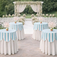 Nappe ronde à rayures festonnées pour table, décoration de table, convient aux tables rondes de 60/70/80/90 cm pour baby shower et événements