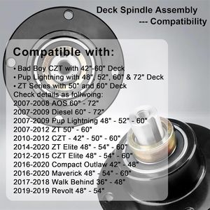 Gruppo mandrino sostituire 037-6015-50 per Bad Boy Maverick, Pup Lightning 48 "50" 52 "60" 72 "<span class=keywords><strong>Deck</strong></span> e per <span class=keywords><strong>fuorilegge</strong></span> XP 2015-2016 - Product Image 4