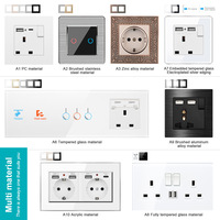 Prise murale PC ignifuge standard britannique moderne, double pôle 250V 13A/15A, 2 prises IP41, durable, 2 ports USB-A + 2 ports USB-C, EWeLink
