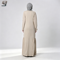 Abaya en tricot uni OEM pour femmes, robe longue modeste musulmane, vêtement islamique avec poches latérales