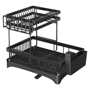 Escurridor de Platos y Tazones de Metal de Doble Nivel, Moderno, para Cocina, con Escurridor de Agua, Organizador para Encimera - Product Image 3