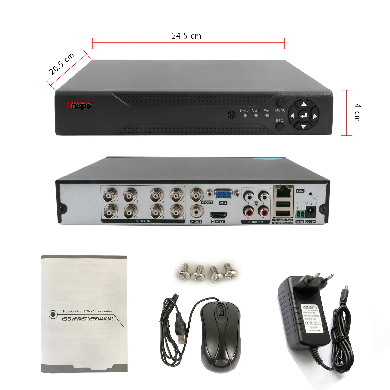 Anspo DVR 8 CH 5 ב-1 מצלמת טלוויזיה במעגל סגור 2MP 5MP AHD מקליט וידאו XMEYE נייד ומחשב תמיכה מרחוק CVI TVI IP AHD XVR