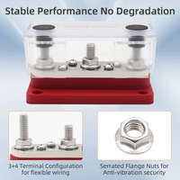 Bloc de distribution robuste 300A avec écrous à bride dentelée anti-vibration en acier inoxydable pour bateau, yacht, solaire