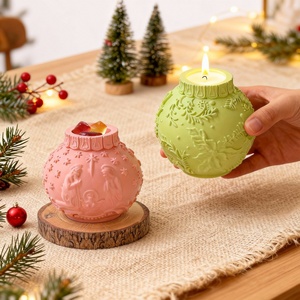 Moule en silicone décoratif à motif en relief, forme boule lanterne, pour bougies, DIY, Pâques, aromathérapie, plâtre et pâtisserie - Product Image 2
