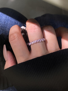 Foxi Jewelry Pink CZ Eternity Band <b>Ring</b> 925 Sterling Silver <b>Dainty</b> Elegant Wedding <b>Rings</b> for Women - Product Image 6