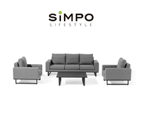 SIMPOLIFESTYLE Premium Outdoor-Möbel ETHOS Lounger Aluminiumrahmen Acrylstoff 3-Sitzer Sofa-Set für Wohnzimmer Esszimmer