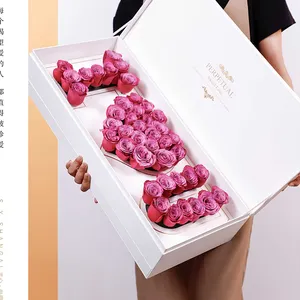 Love 1314 double drawer flower gift box satin fabric with mud rose box Valentine's day eternal flower box