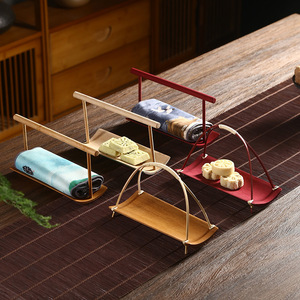 Bamboo Hand Held Basket With Handle Natural Bamboo Strips <b>Snack</b> <b>Tray</b> For Home And Hotel Use - Product Image 1