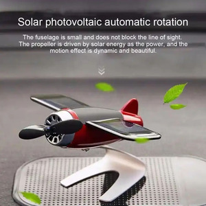 ناشر عطر للسيارة على شكل طائرة تعمل بالطاقة الشمسية، زينة للوحة القيادة، ناشر زيوت عطرية، معطر جو، زينة للمكتب - Product Image 3
