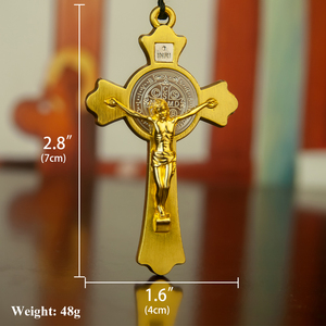 HT Vergoldeter Jesus-Kruzifix-Anhänger Katholische Kirchenkreuz-Halskette mit Rosenkranzperlen Religiöses Geschenk für Männer und Frauen - Product Image 2