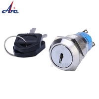 Imperméable IP65 19mm 1NO1NC 2 Position Garder ou 2NO2NC 3 Positions de Verrouillage Interrupteur À Clé