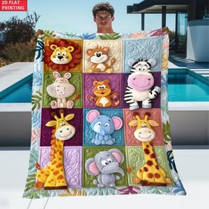 Couverture en flanelle à motifs d'animaux mignons, couverture de sieste réversible, confortable et chaude pour les voyages, le camping, impression personnalisée OEM ODM - Product Image 5