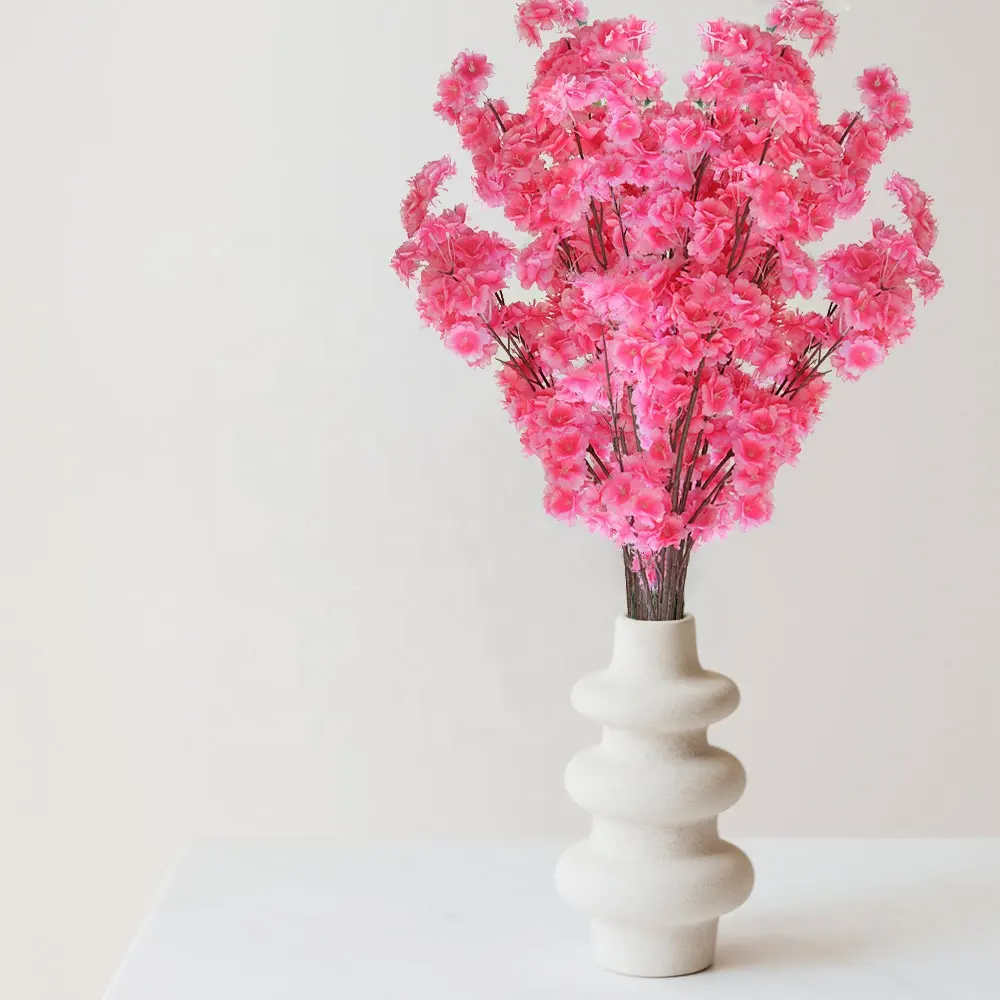 Ramos de flor de cereja artificial lush, flor de cereja falsa de seda, flores para arranjos de vaso altos