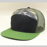 Vente en gros de chapeaux Snapback plats de luxe sans logo Casquette de camionneur personnalisée 7 panneaux Hip Hop noir vierge pour hommes
