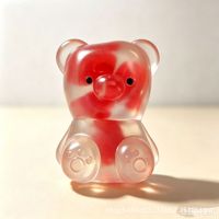 Jouet anti-stress en forme d'ours mignon en gelée transparente à l'huile de coco, avec tranche de fruit à l'intérieur, souple et extensible