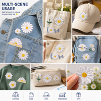 Nouvelle broderie thermocollante en PVC écologique, motif marguerite blanche fraîche, pour vêtements, sacs à dos, chapeaux, décoration