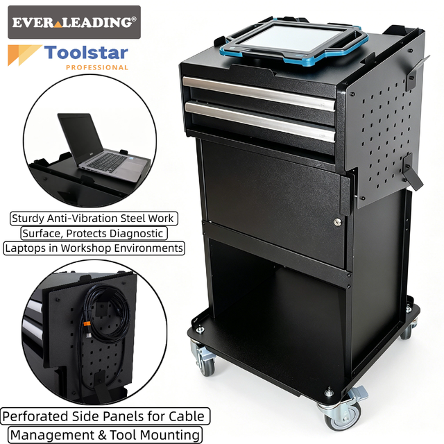 Universal OEM Laptop Diagnostic Trolley Roll Container Platform Mobile Steel Workstation Lockable Drawers Cabinet for Auto