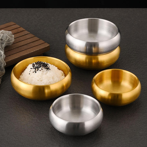 Tazón Redondo de Acero Inoxidable 304 de Doble Pared Estilo Coreano para Restaurante, para Arroz, Sopa Ramen, Fideos y Ensalada - Product Image 1