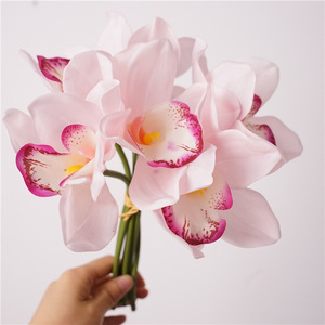 Nuevo Diseño de Orquídea Cymbidium de Látex, <span class=keywords><strong>6</strong></span> Ramas, Ramo de Flores Artificiales de Tacto Real para Decoración de Bodas, Eventos y Fiestas - Product Image 4
