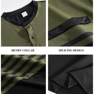 Camiseta informal de manga larga con cuello en V y bloques de color a rayas para hombre, de corte ajustado y con estampado para uso informal. - Product Image 3