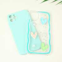 Offres Spéciales forros para celular Silicone PC fundas pour iphone coque de téléphone de luxe coeur perle décoration carcasas proitector