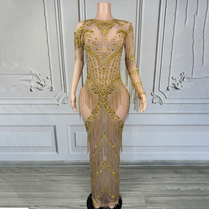 Novance Y4994 nuovi prodotti di tendenza nappe con strass abiti da ballo in oro 2025 eleganti abiti d'addio di lusso per Matric - Product Image 1