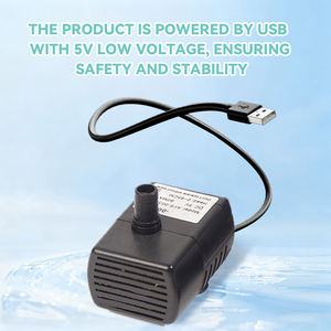 <span class=keywords><strong>Mini</strong></span> pompe sans balais USB DC 5V avec éponges filtrantes, sondes inductives, voyants lumineux pour distributeur d'eau pour animaux de compagnie aquarium solaire - Product Image 4
