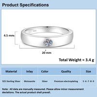 Bague de couple minimaliste en argent sterling 925 avec moissanite, alliance assortie