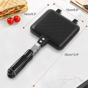 Popular Portable Sandwich Cake Mold Aluminium Roasting <b>Pan</b> Outdoor Use Two Side Breakfast Sandwich <b>Grill</b> <b>Pan</b> - Product Image 1