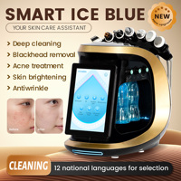 Appareil de soin du visage Hydro Dermabrasion 7 en 1, machine intelligente bleu glace pour éliminer les points noirs, écran tactile