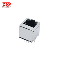 Connecteur Ethernet femelle RJ45 8P8C modulaire blindé magnétiquement avec transformateur, à montage sur circuit imprimé personnalisé, avec LED intégrée