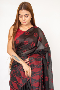 Sari Ligero de Chanderi con Estampado Digital para Mujer, con Elegantes Diseños Artísticos y un Aspecto Tradicional y Sofisticado - Product Image 4