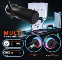 Microphone dynamique RGB USB XLR pour studio et gaming avec support de table