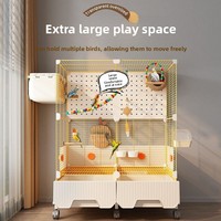 Cage à oiseaux transparente en métal, cage à perroquets pour usage domestique, extra-large, anti-éclaboussures, décorative, style villa luxueuse pour perruches et calopsites