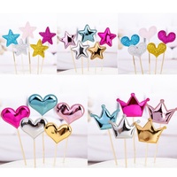 50PCS Shiny Gold Silber Fünf-Punkt-Stern und Herz Cake Topper Set Elegante Kronen dekorationen für Geburtstag Hochzeits feier Dessert
